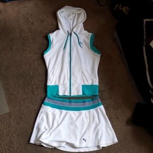 Puma Athletic Sleeveless Hooded Top With Skirt, Size S